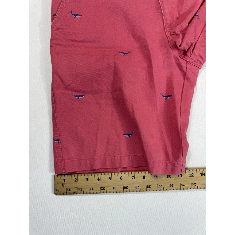 Izod Saltwater Men 34 Pink Whale Print Chino Shorts Nautical Preppy Beach Cotton
